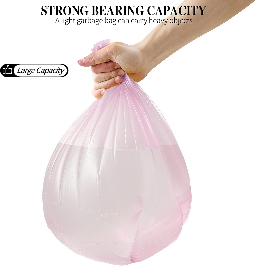 5 Rolls Small Trash Bags - 100 Counts Durable 4 Gallon Small Garbage Bags for home office kitchen Bathroom Bedroom Trash Can liners（Pink）