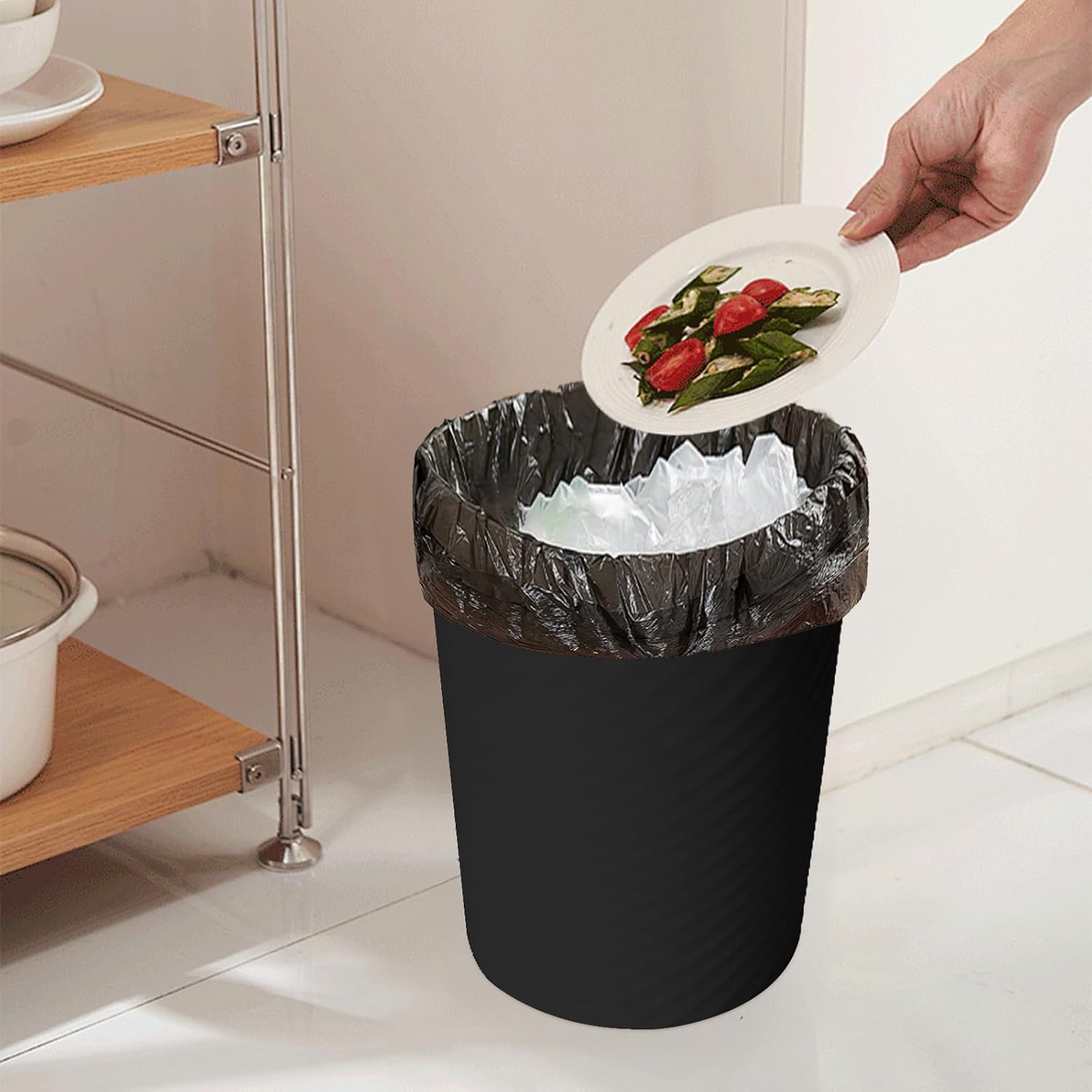 2-Pack Grip Trash Can - Small Waste basketbin - 1.8 Gallon- for Office,Home,Bathroom,Kitchen - Black
